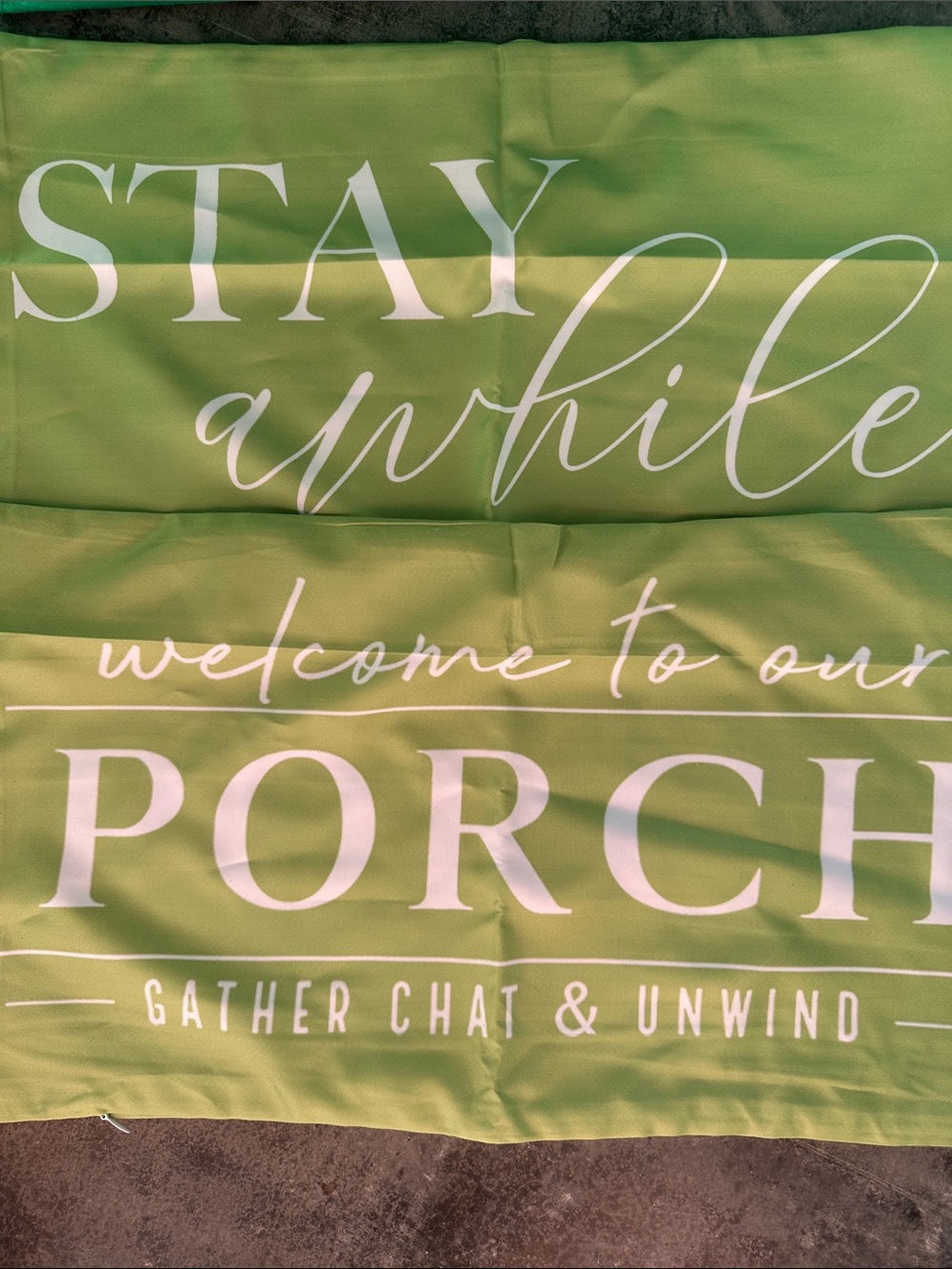 Welcome to Our Porch Green Porch & Stay Awhile Pillow Covers - 2 qty
